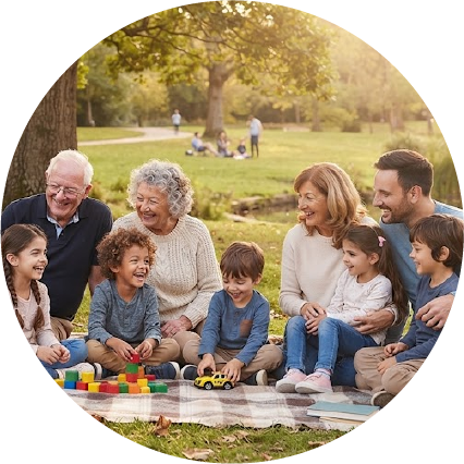 Familia compartiendo al aire libre